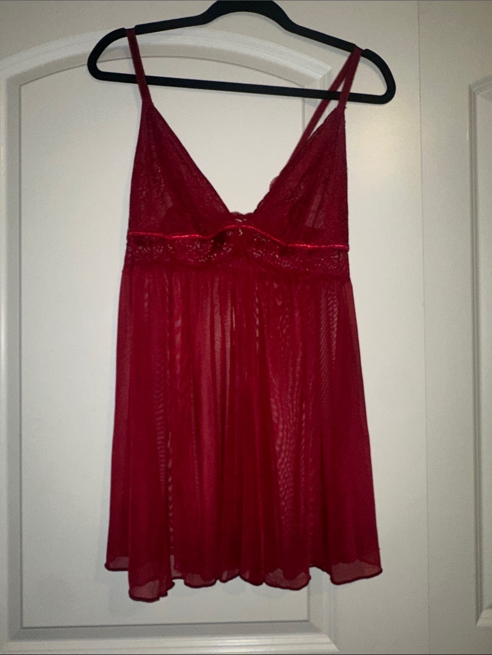 RACHEL Rachel Roy Red Lace V-Neck Babydoll Chemise